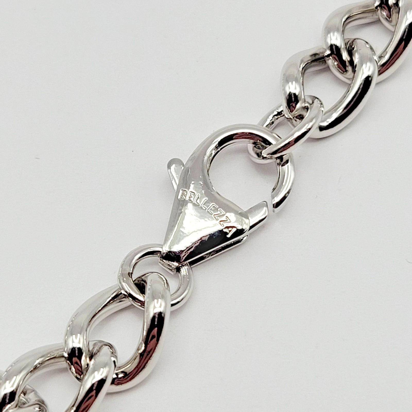 HSN Bellezza Bronze 7.5mm Silver Tone Curb Link Chain Necklace ~ 22" - product detail image 4