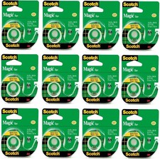  12-Pieces 3M Scotch Magic Invisible Matte-Finish Tape 3/4" x 300" Rolls 3105