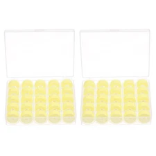 2set Prewound Sewing Bobbin Thread Set with 25 Grids Storage Box, Light Yellow