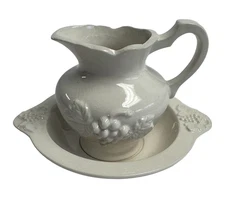 Vintage Lefton Japan Grape Pitcher and Bowl Set 172 WN Porcelain