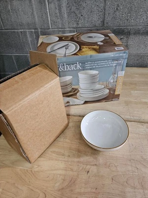 16-Piece - Over&Back Options Dinnerware Set of Plates & Bowls - Speckled White - Image 1 of 4