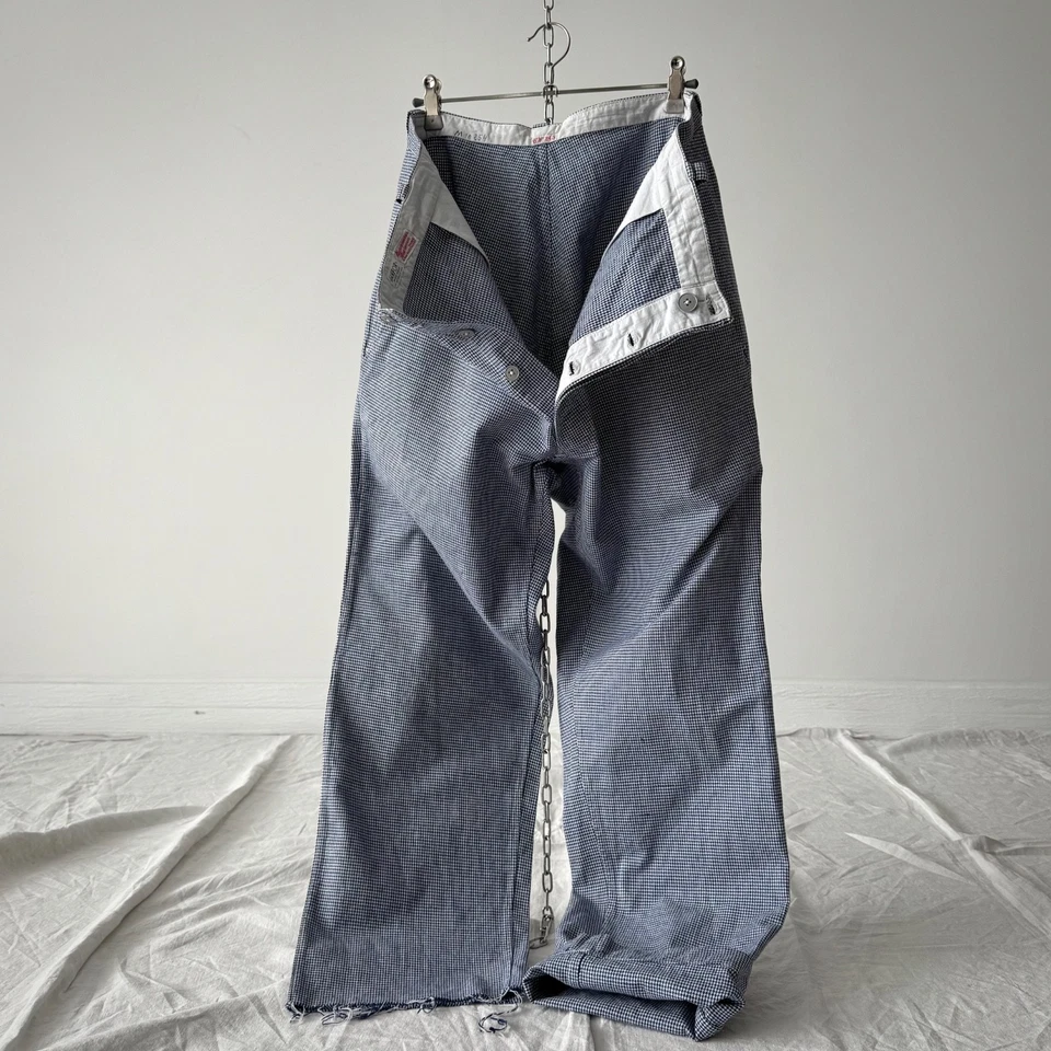 1950s Vintage French Workwear 'Chef' Striped Trousers - Image 3 of 4