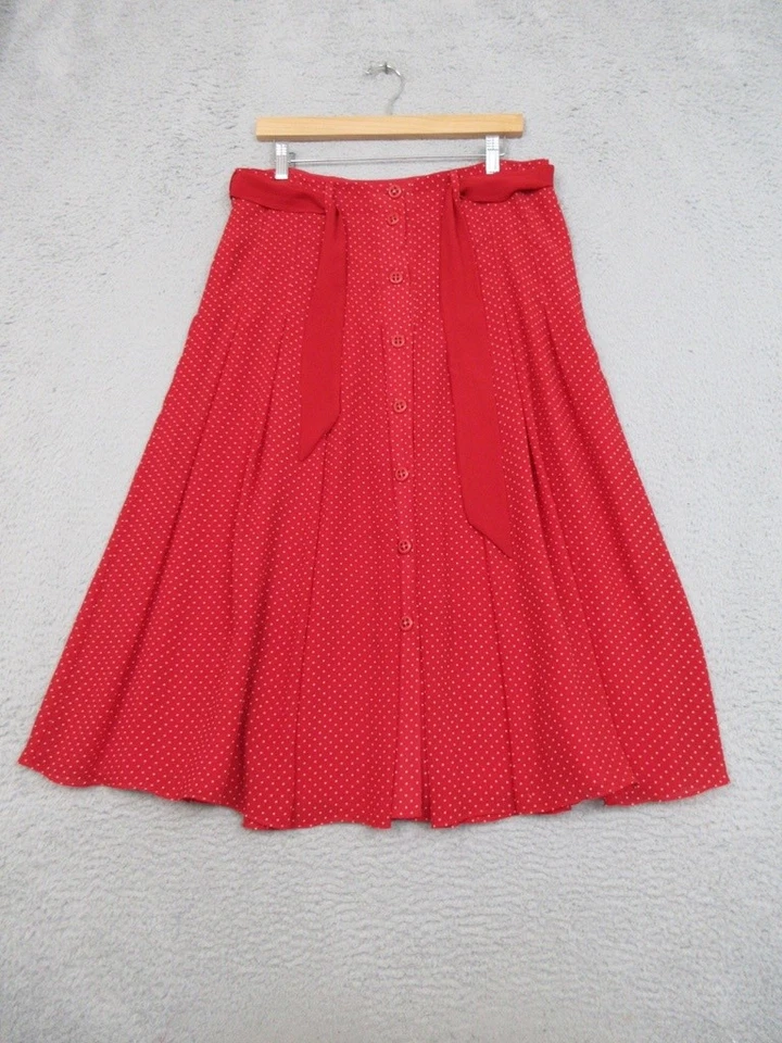 Emma James Skirt Womens 8 Polka Dot Midi Button Front Belted Vintage Inspired - Image 2 of 4