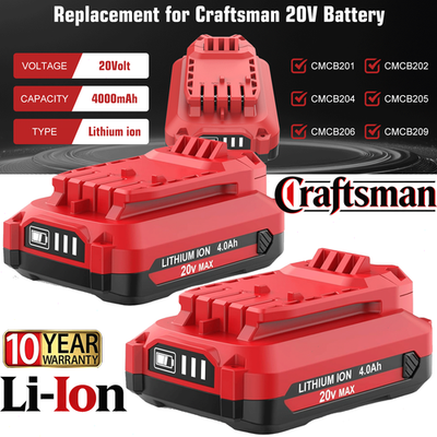 #ad 2PACK 4.0 For Craftsman V20 20 Volt Lithium ion Battery CMCB204 CMCB202 CMCB201 $335.00