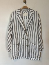 Pilcro Oversized Blazer Linen Blend Striped S Boho Preppy Anthropologie - DESC