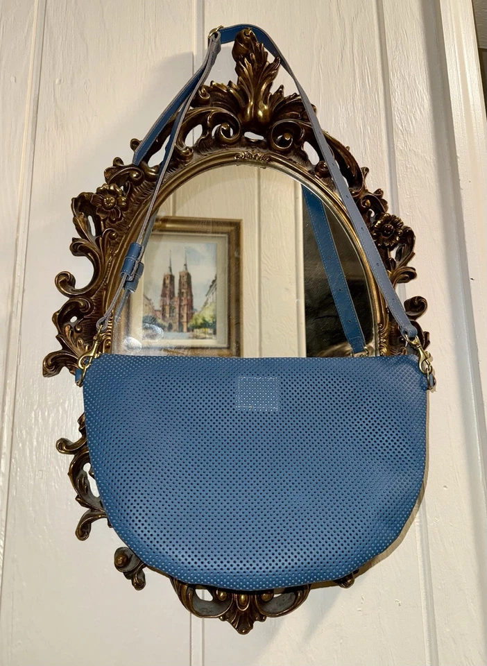 Clare V. Grande Fanny Pack Crossbody Bag Desert Blue Perforated Leather NEW - Image 4 of 4