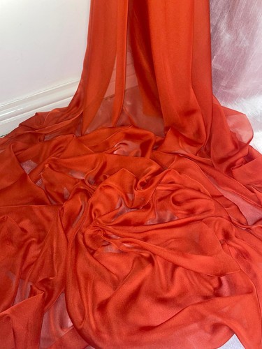 1 METER BURNT ORANGE SOFT CATIONIC CHIFFON 100% POLYESTER FABRIC 58” WIDE - Picture 3 of 4