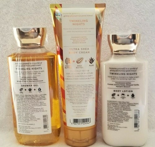 (3) NEW Bath Body Works TWINKLING NIGHTS Lotion Cream Shower Gel Set Winter Sexy - Picture 5 of 9