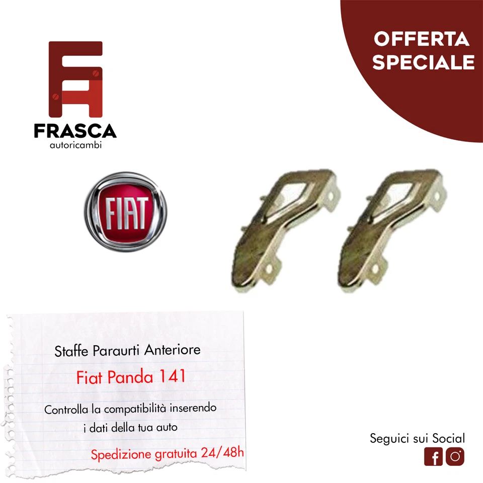 Staffe Paraurti Anteriore Fiat Panda 141 750 1986-2003 1000 1987-1998 4x4 86-94
