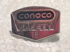 Vintage Conoco 15-Years of Safety - Employee Award Lapel Pin - FREE Shipping!