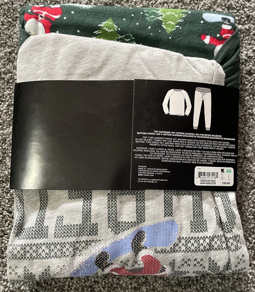 Conjunto de pijama de algodón/poliéster para hombre Joe Boxer patrón navideño talla mediana nuevo con etiquetas Foto 2 de 4