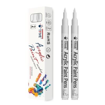  White Paint Marker Paint Pens - 2 Pack Acrylic Permanent Marker, 0.7mm Extra 
