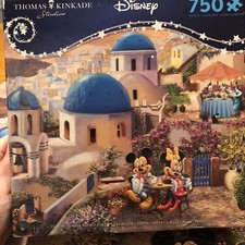 Thomas Kinkade Disney Puzzle Mickey and Minnie in Greece 750 pieces Complete