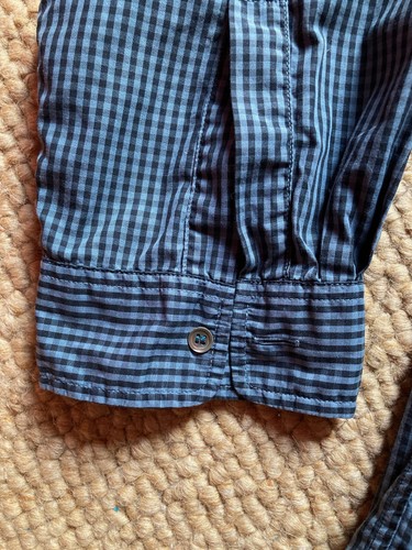 Men's Nicole Farhi 00s vintage cotton shirt XL, blue and black checks - Picture 10 of 10