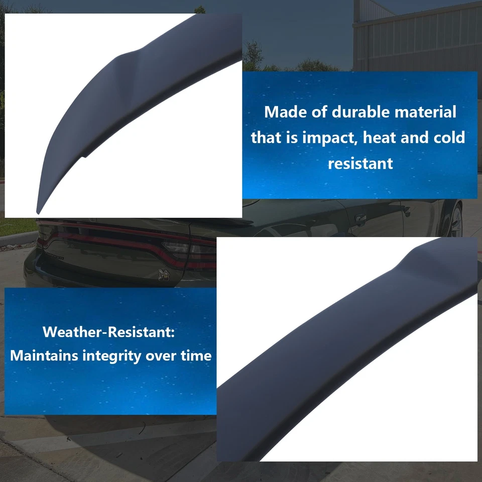 For Dodge Charger 2015-2024 Rear Trunk Spoiler Wing Hellcat Style Matte Black Foto 4 de 4