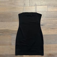 H&M Rhinestone Spaghetti Strap Little Black Dress SzS Goth 90s Simple Y2K