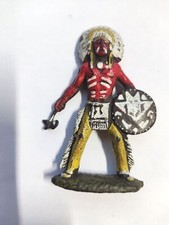 SOLDATINO CAPO INDIANO Cromoplasto con Scudo e Ascia Anni 70 