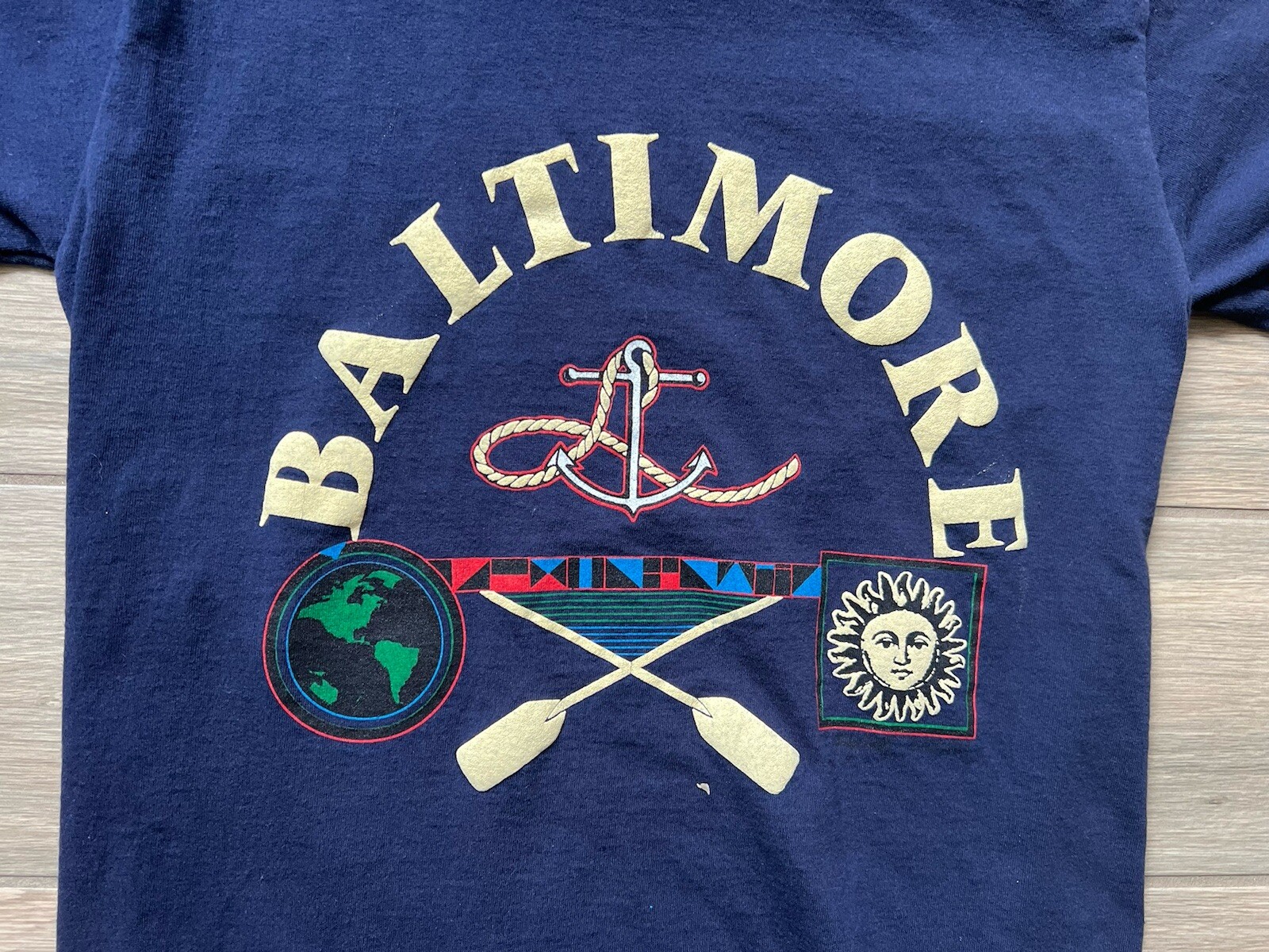 FILA T shirt vintage anni 90 Baltimora Maryland taglia S punto singolo stampa natura sbuffo made in USA