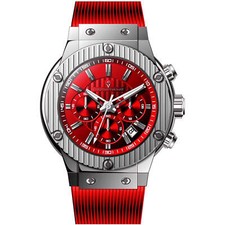 Christian Van Sant Men's Watch Monarchy Chrono Red Dial Rubber Strap CV8144