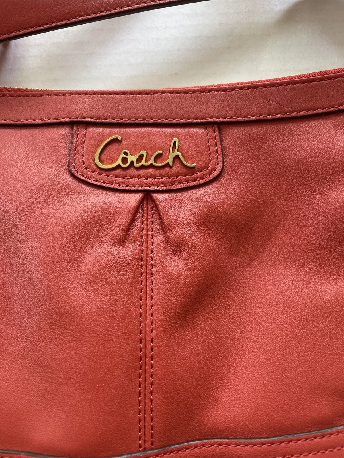 Borsone Coach Park in pelle di cachi F19729 nuovo con etichette