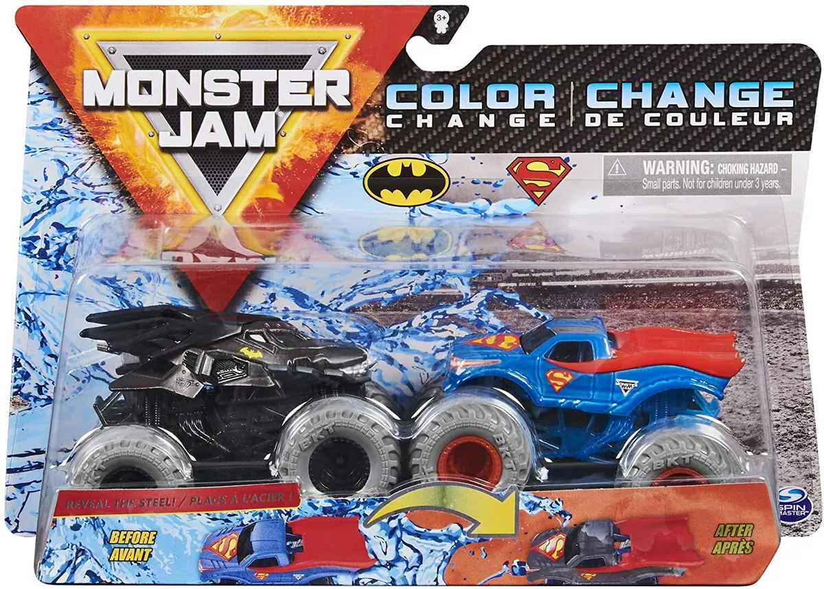 Monster Jam, Official Reveal The Steel 4-Pack of Color-Changing Die-Cast  Monster Trucks, 1:64 Scale