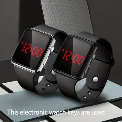 2pcs Square Sports Electronic Digital Watch Set
