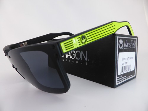Dragon Sunglasses MANSFIELD Matte Black Lime - Grey Lenses - Made in Italy - Picture 3 of 7