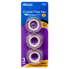 Bazic 3 rolls 3/4 x 1000 in each roll Crystal Clear Office Refill Tapes