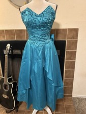 Vintage 80s 90s Jessica McClintock Gunne Sax Prom Dress Sz 5 Aqua Turquoise Y2K