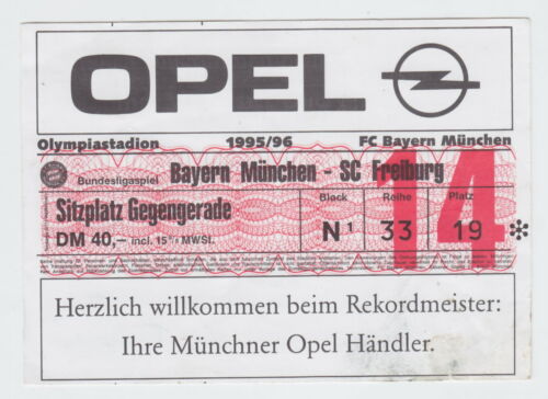 Alte Eintrittskarte FC Bayern München - SC Freiburg Saison 1995/96 - Bild 1 von 1