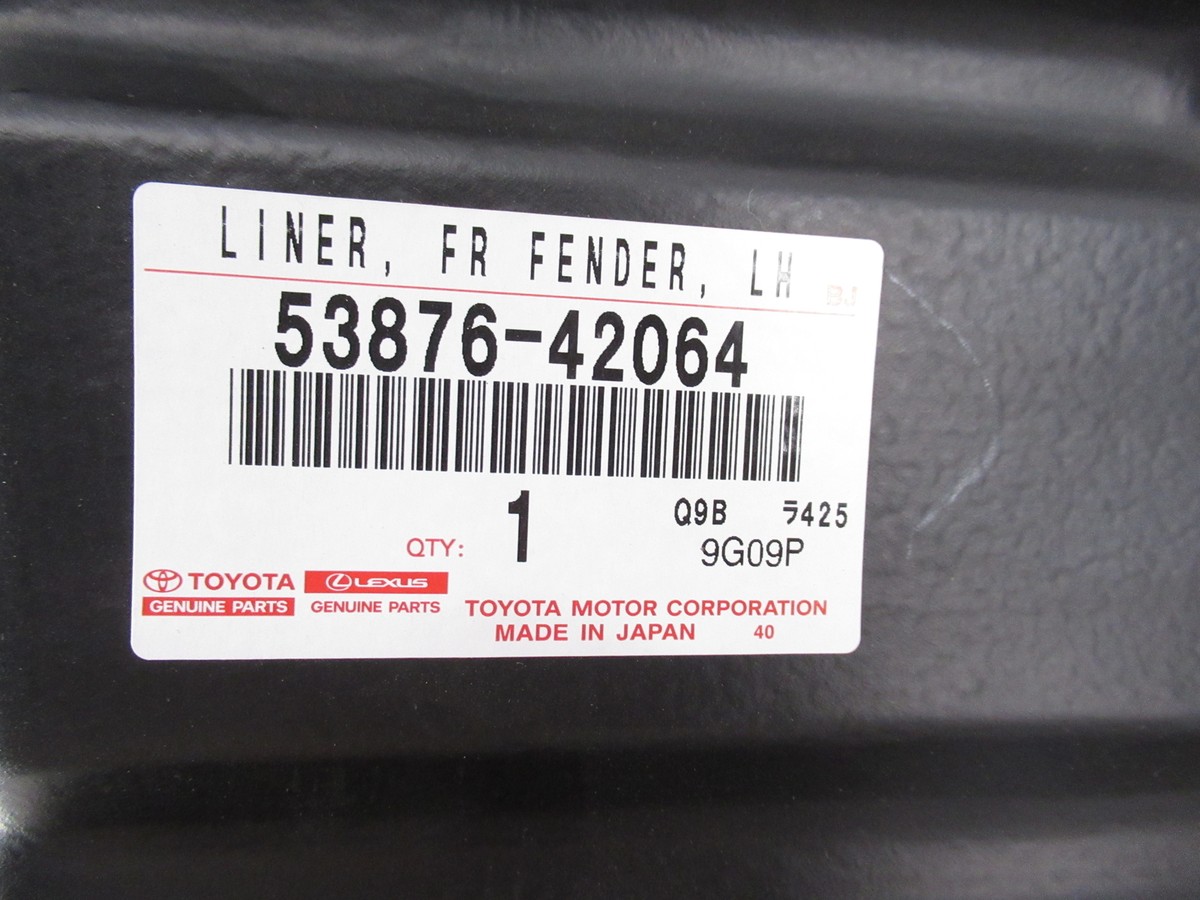 Genuine OEM Toyota 53876-42064 Driver Front Fender Liner 2006-2012