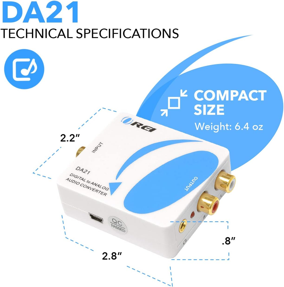 Optical Spdif/Coaxial Digital to RCA L/R Analog Audio Converter with 3