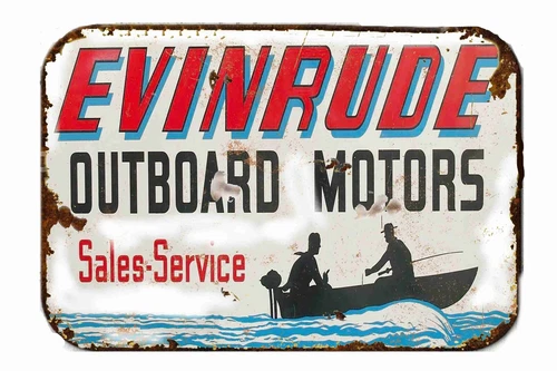 Evinrude Outboard Boat Motors Vintage Advertising  All Metal Tin Sign  8 x 12