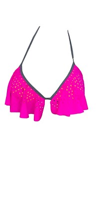 Victoria's Secret Pink Swimwear Bikini Top Flounce Triangle Color Pink NWT