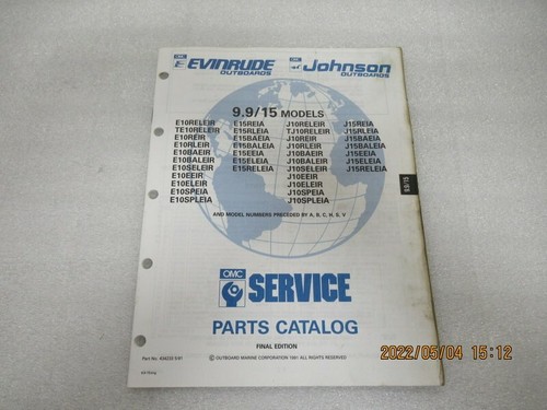 PM179 1992 OMC Evinrude Johnson 9.9/15 Models Final Edition Parts Catalog 434233 - 第 1/4 張圖片