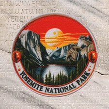 Yosemite National Park Patch Iron-on Applique Nature, Upper Lower Falls, Forest
