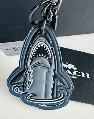 NWT COACH SHARKY BLUE/MULTI LEATHER KEY FOB BAG CHARM 29967 | eBay