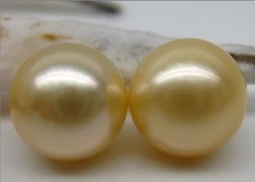 PAIR OF 13MM PERFECT ROUND NATURAL SOUTH SEA GENUINE GOLD LOOSE PEARL UNDRILLED