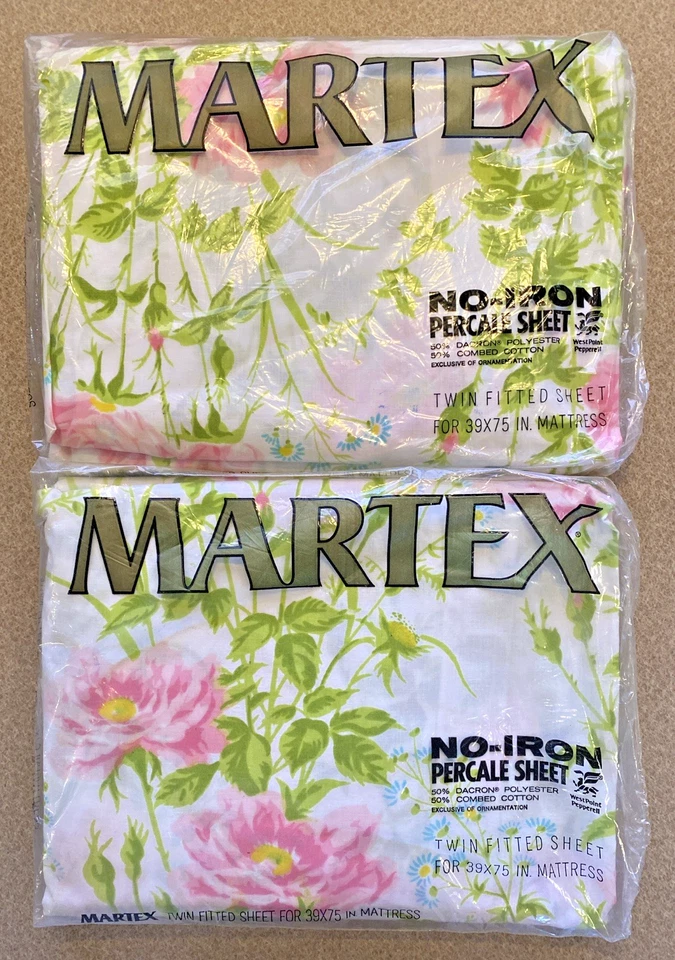2 Sets: VTG Martex Westpoint Pepperell Twin Flat & Fitted Sheet Sets Floral NEW! - Image 2 of 4