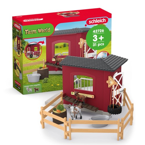 Schleich Farm World – 31PC Goat Stable Playset with 2 Goat Figures and Access... - Picture 1 of 8