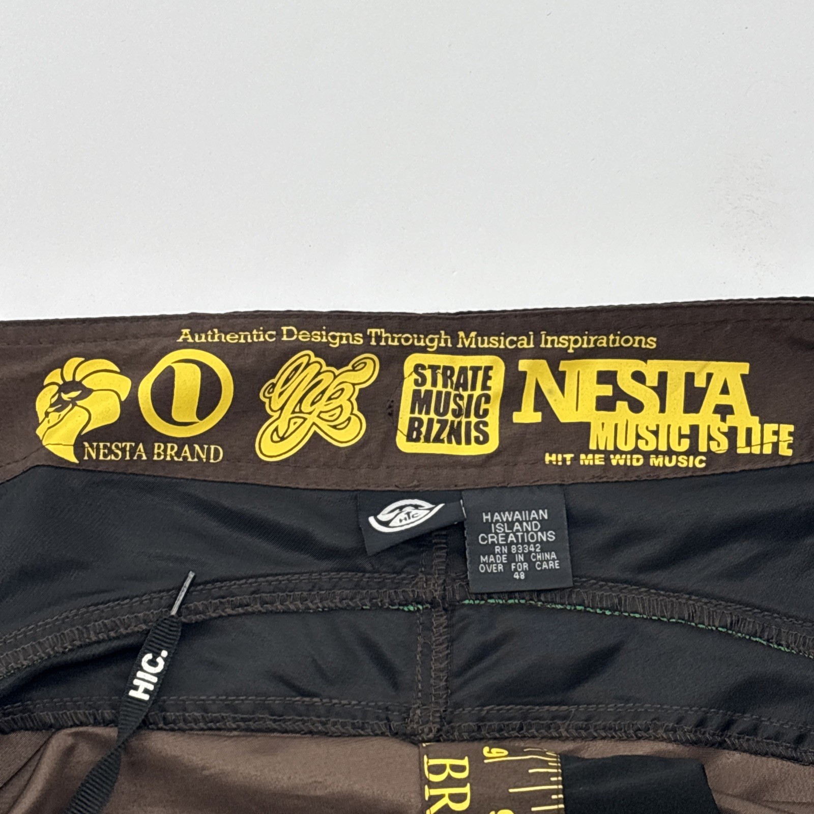 Hawaiian Island Creations HIC Brown Board Shorts Swim Trunks Size 48