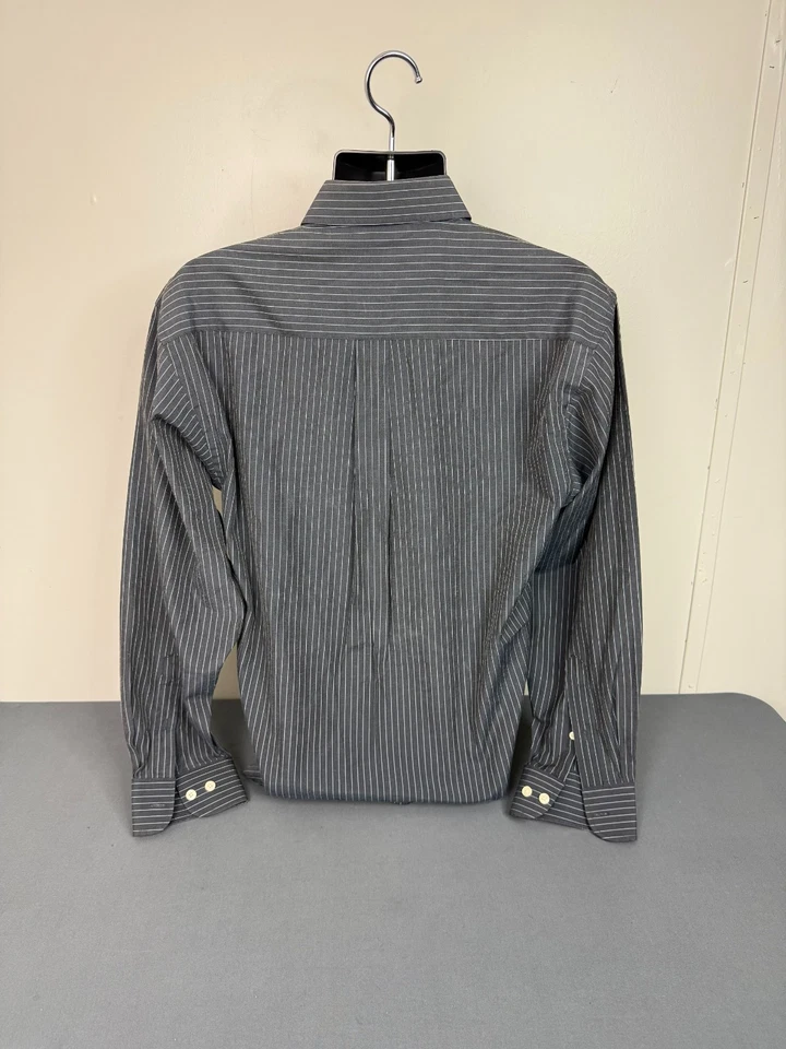 Camisa Polo Para Hombre Manga Larga Botón Frontal Gris Talla XL Preppy Work Foto 4 de 4