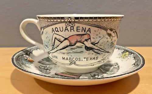 Vintage Aquarena Springs San Marcos Texas Souvenir China Coffee Teacup Tea Cup