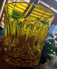 1) Noritake PERSPECTIVE YELLOW DOUBLE OLD FASHIONED Glass 4" EXC. RARE (6 AVAIL)