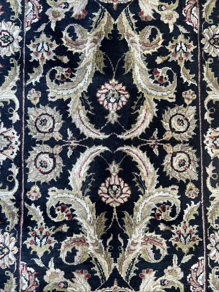 Corredor de pasillo oriental negro anudado a mano 9’ pies 9” de largo X 3 pies de ancho muy bonito Foto 2 de 4