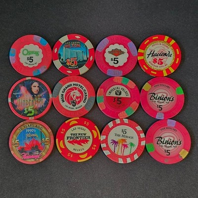 Vtg Las Vegas Obsolete Casino Chips Lot of 12 Mirage Binions Frontier Flamingo +