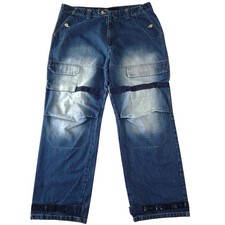 Marithe Francois Girbaud Jeans Baggy Cargo Shuttle Tape Mens 38 x 32 Blue