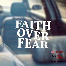 Faith Over Fear - Christian Jesus Cross Car Vinyl Decal Bumper Sticker White