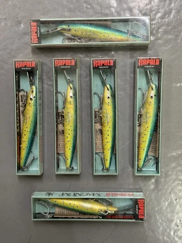 Vintage Rapala Magnum CD 14 Fishing Lures Box Of 6 “Dorado” Lures.