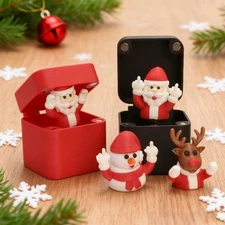Santa Claus Middle Finger in a Box Christmas Gift Surprise Gift Box Z8Z5